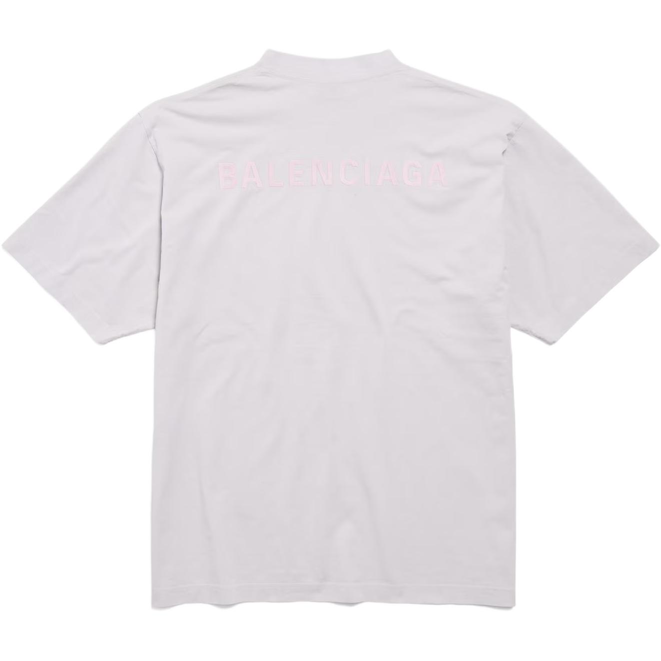 Футболка с принтом на спине Regular Fit мужская Balenciaga, светло-розовый — фото 2