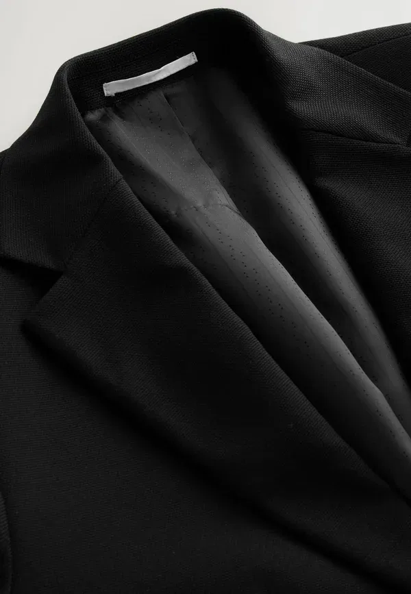 Блейзер Next, Regular fit loose fit textured suit jacket with fireman clasp metal fastening, черный — фото 3