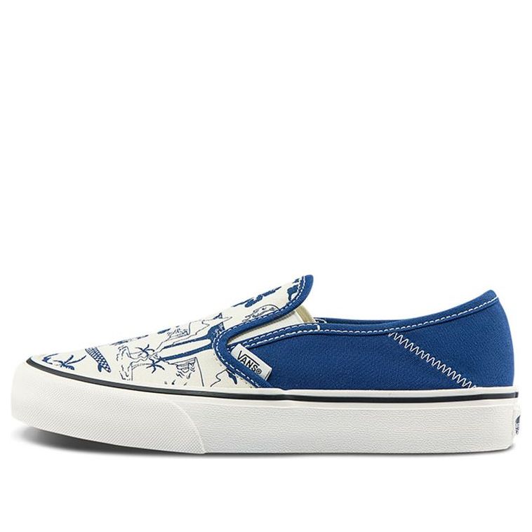 

Кеды Vans Slip-On SF Classic Casual Skateboarding Shoes Unisex Blue Funny Printing 'Blue White', разноцветный