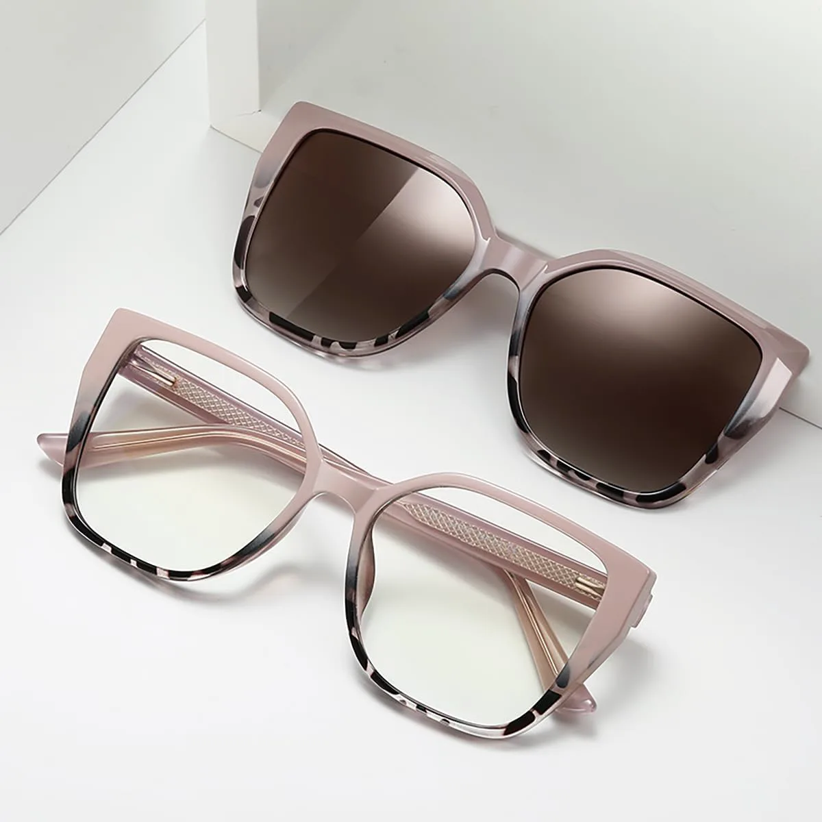 

Поляризованные солнцезащитные очки «кошачий глаз» с магнитными заушниками, квадратной формы, для вождения, женские, с ацетатными дужками weiyuchen, Black With Grey