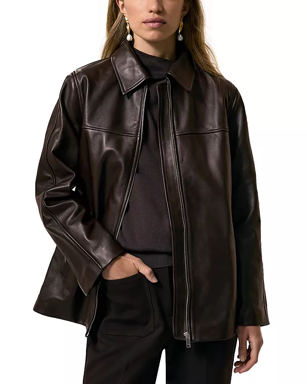 

Кожаная длинная куртка Layla Reiss, коричневый