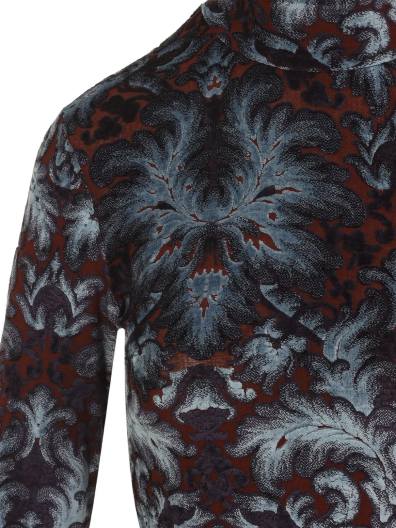 Платье миди с воротником-стойкой и цветочным узором ETRO, синий — фото 3