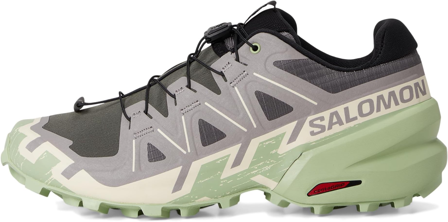 Кроссовки Salomon Speedcross 6, цвет Castlerock/Vanilla Ice/Smoke Green — фото 4