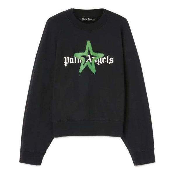 

Толстовка fw22 star sprayed logo sweatshirt 'black green' Palm Angels, черный