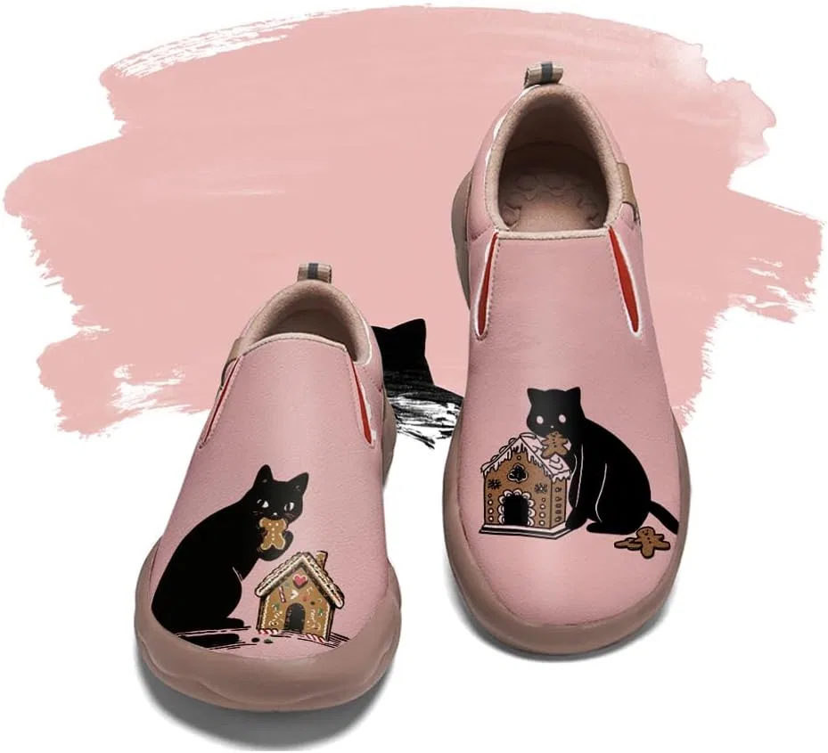 Мокасины расписанные вручную мужские, Pink and Black Cat-01 Solepulse — фото 2