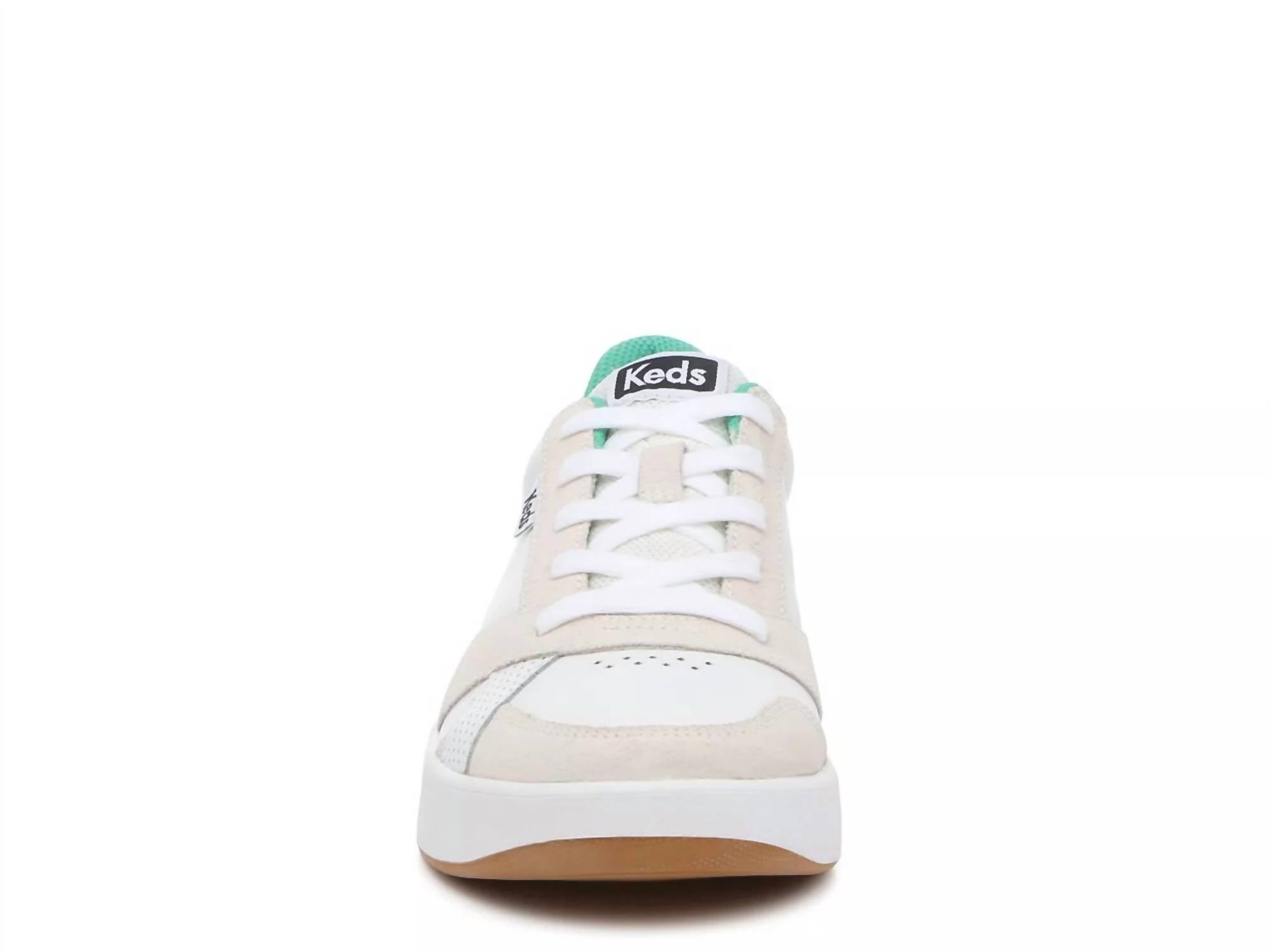 Женские замшевые кеды Court Leather Lace Up Sneakers в цвете White/green Keds — фото 4
