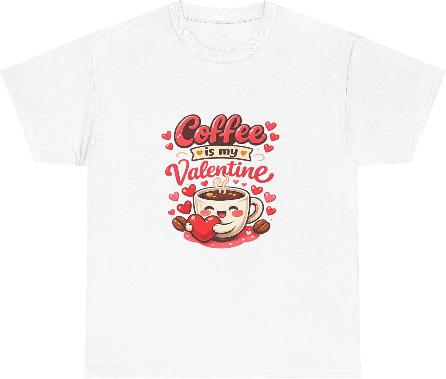 Женская футболка с принтом Coffee is My Valentine, белый