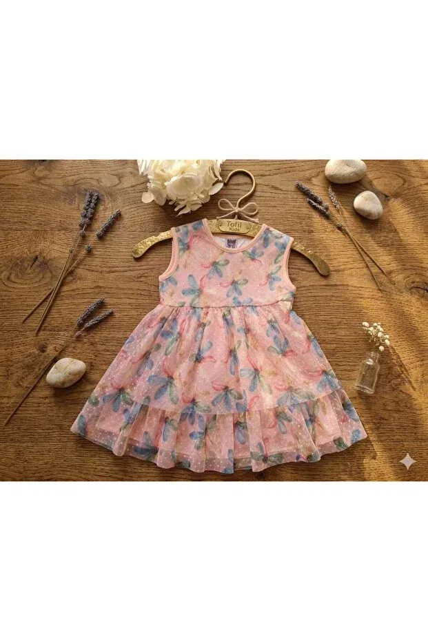 Детское платье для девочек с принтом Floral girl's dress Tofil, Pink — фото 2