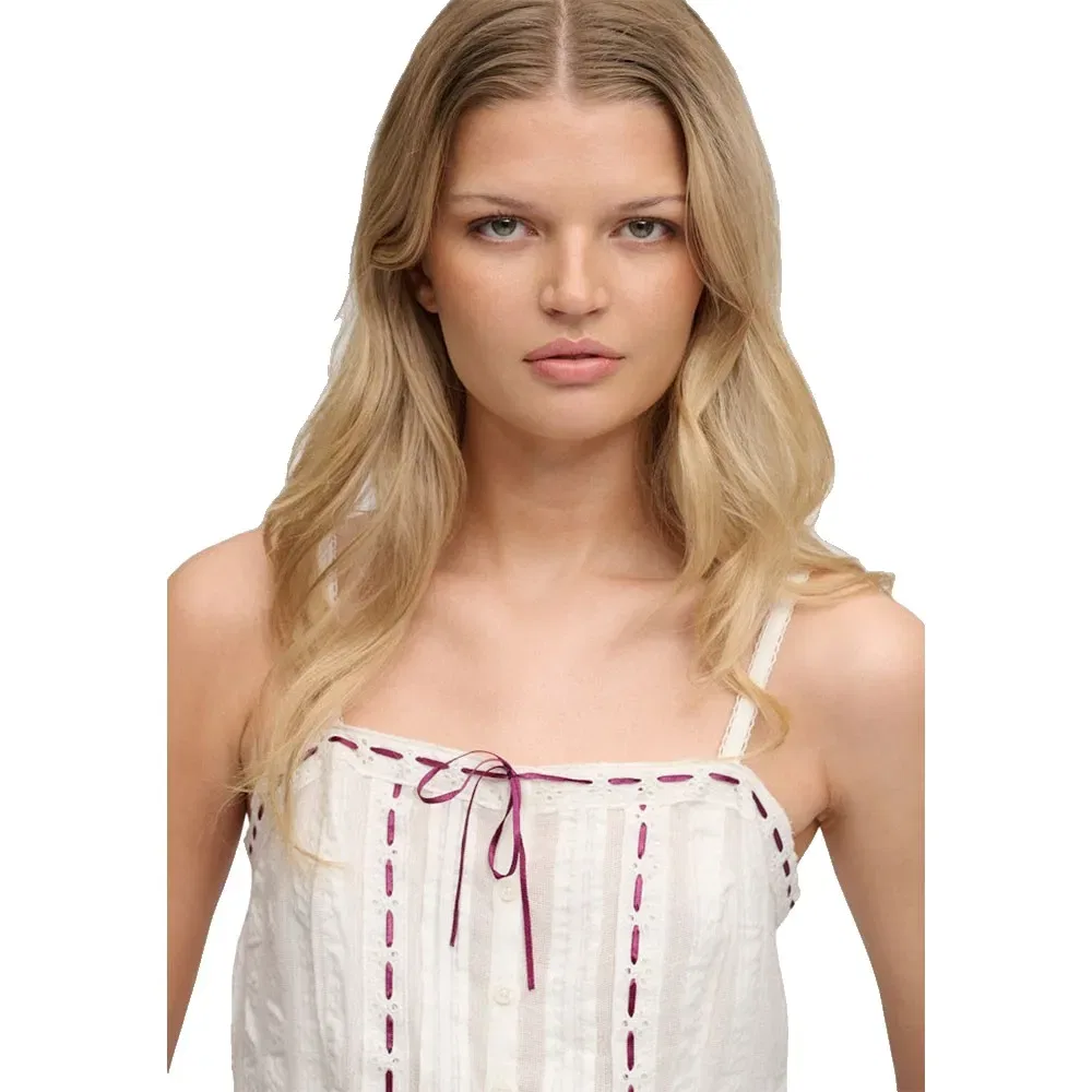 Топ кружевной без рукавов Lace Cami Superdry, белый — фото 3
