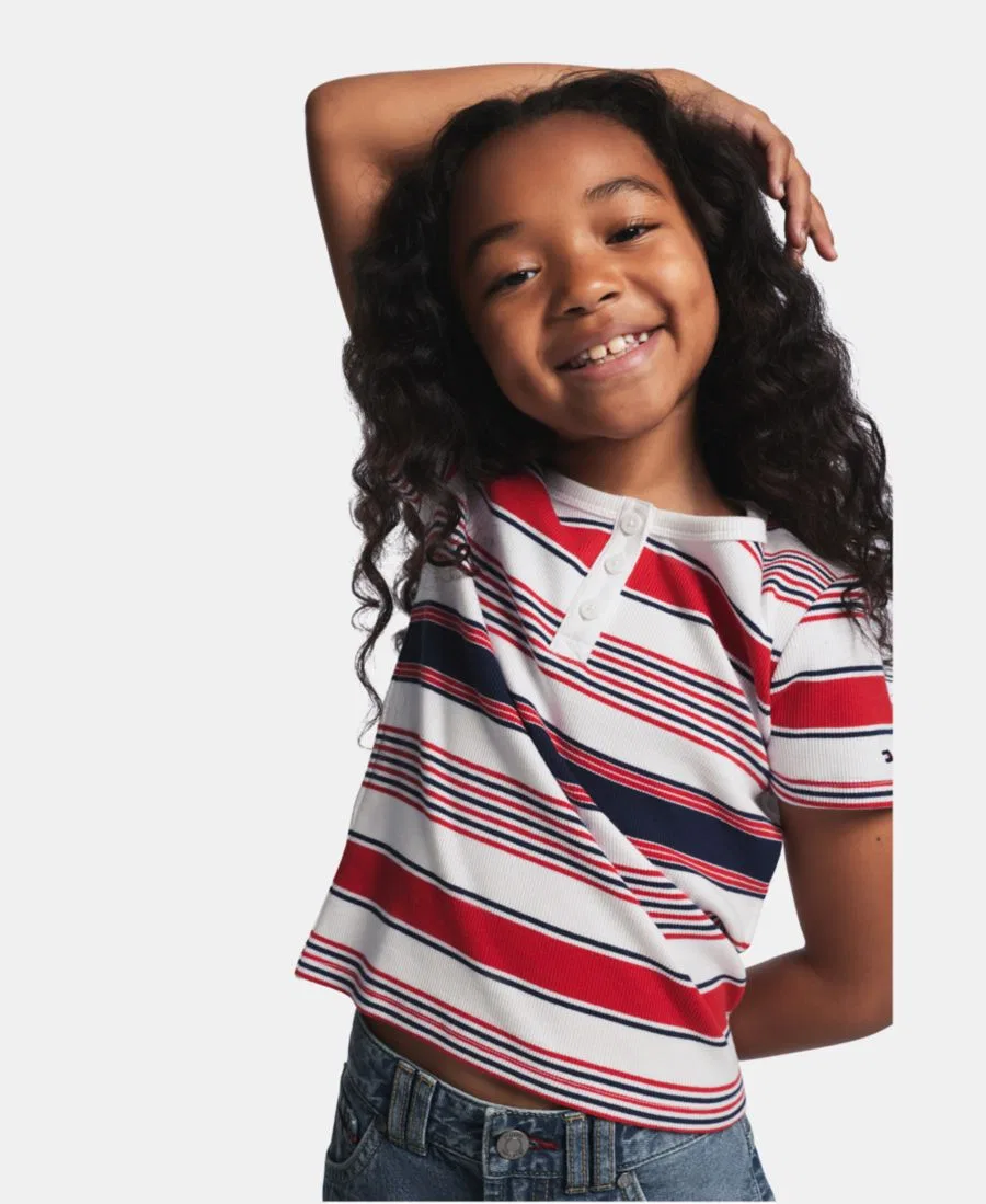 Топ с полоской из рибаны без рукавов Tommy Hilfiger, White/Navy/Red — фото 4