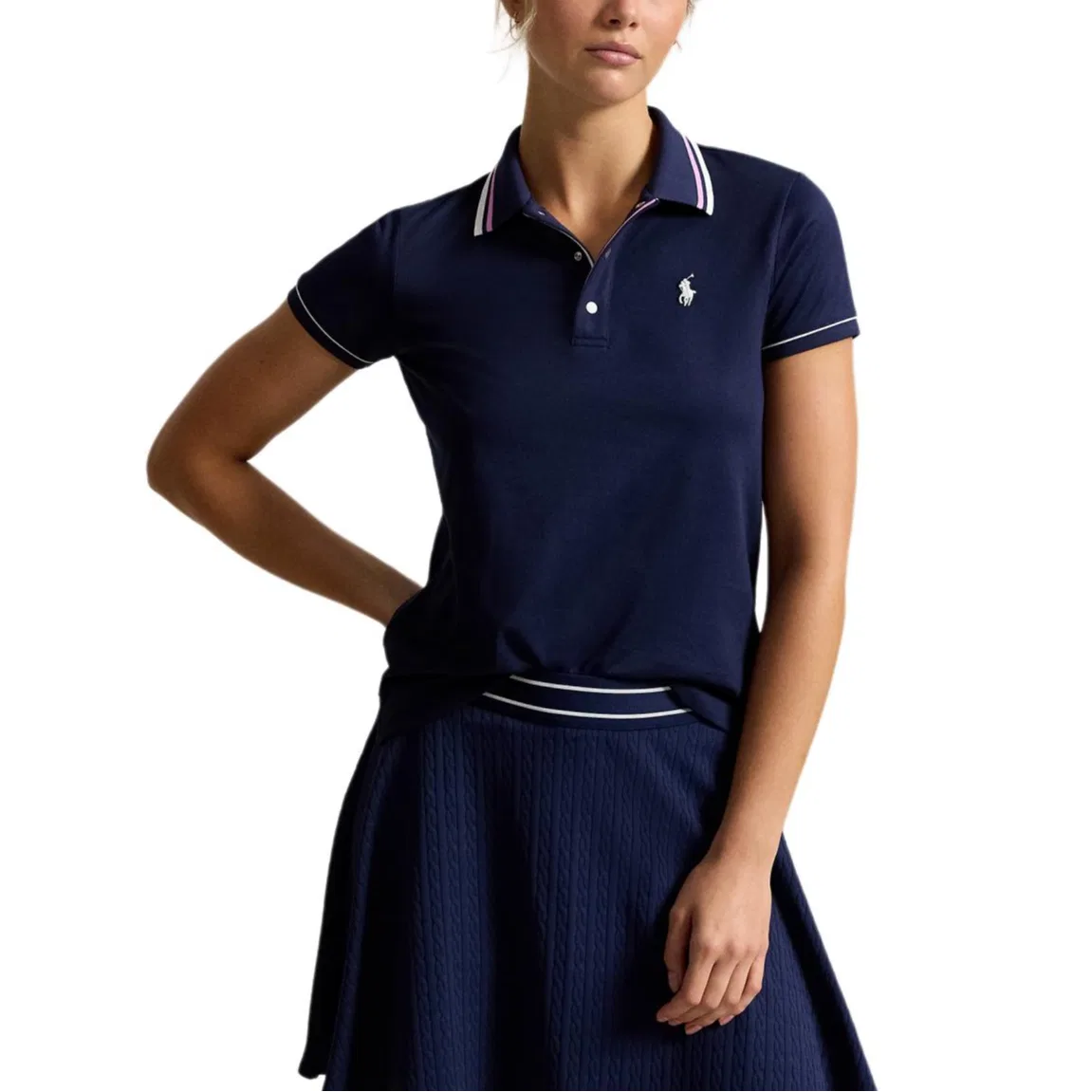 Женское поло с воротником, темно-синее, Polo Ralph Lauren, Dark Blue — фото 3