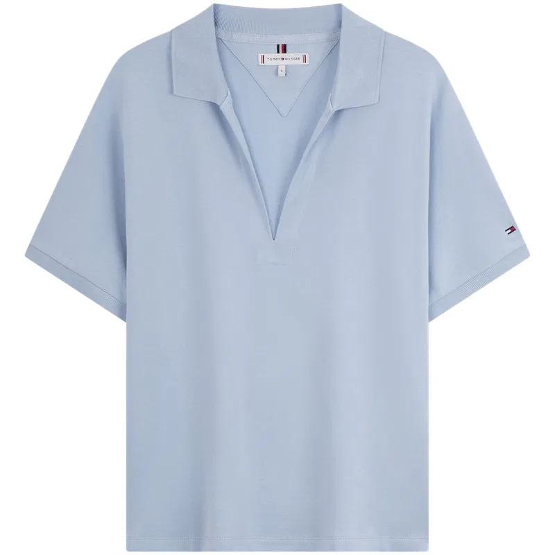 Женская футболка-поло с v-образным вырезом Tommy Hilfiger, Red White Stripes — фото 4