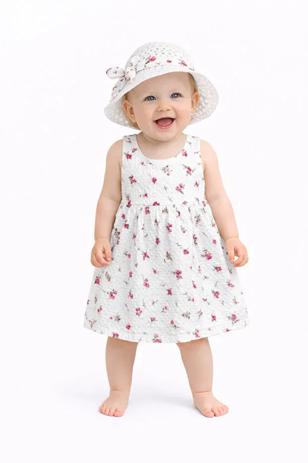 Детское платье для девочек хлопковое комплект с принтом Chicsy Baby, Fuchsia