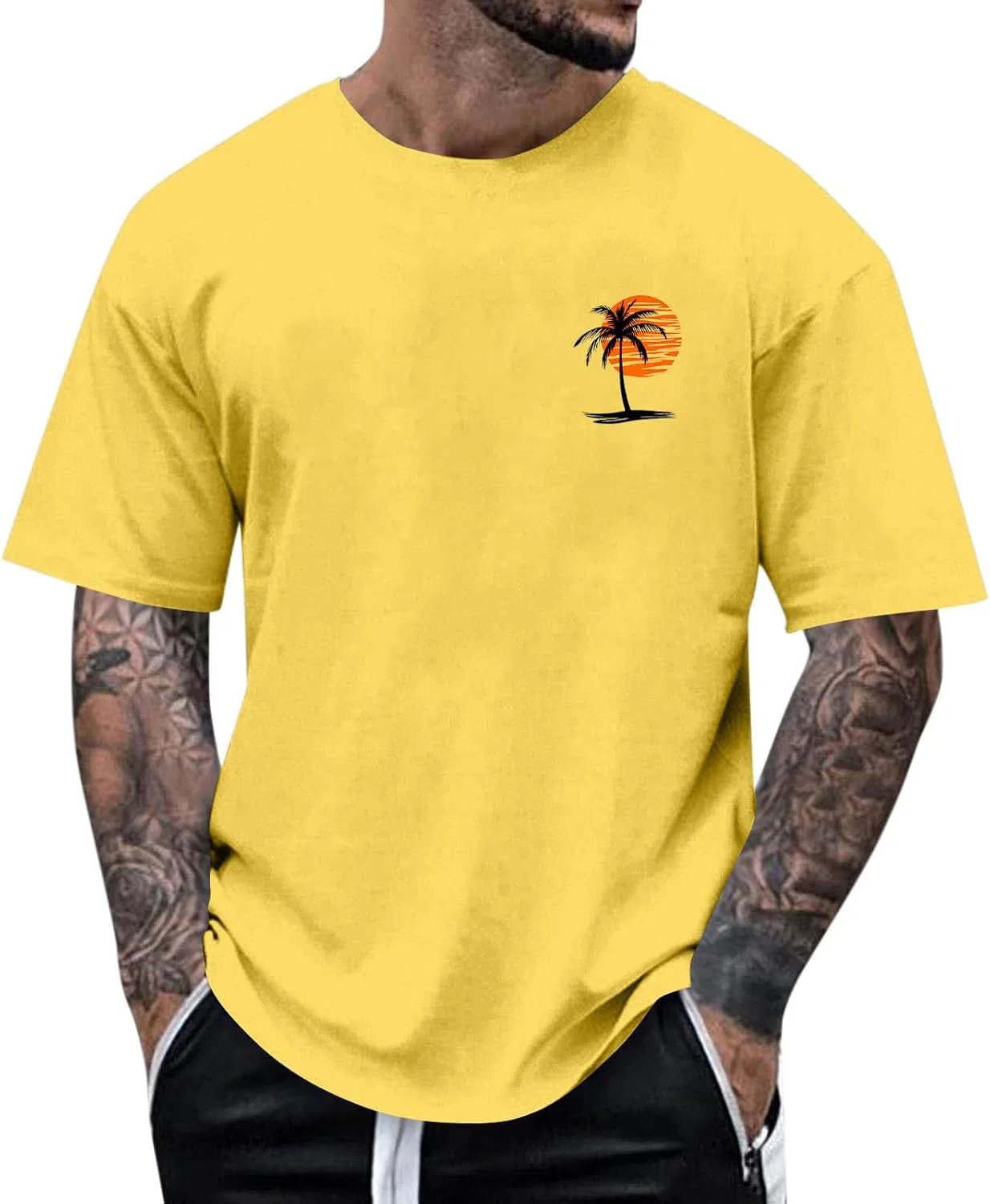 Мужская футболка с пальмами, Yellow