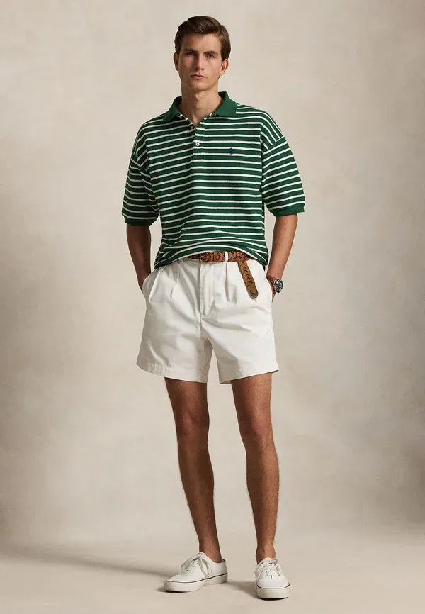 Поло свободного кроя с полосатым рисунком Relaxed fit striped textured polo shirt, Polo Ralph Lauren, New Forest, Nevis — фото 2
