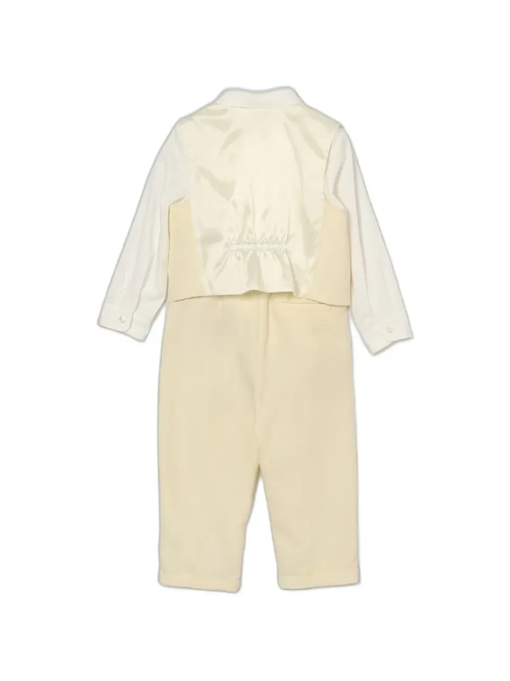 Хлопковый костюм-тройка Emporio Armani Kids, бежевый — фото 2