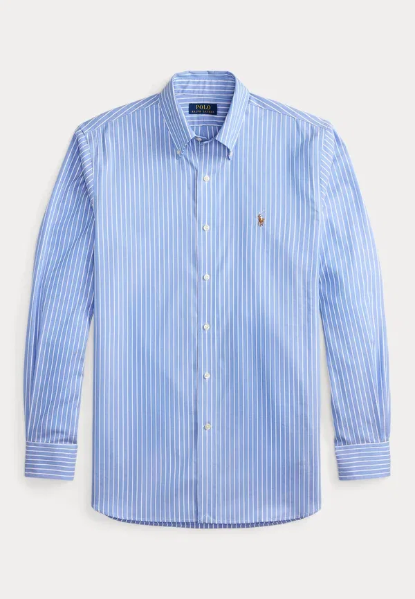 Рубашка с узором в полоску Custom Fit Striped Pinpoint Oxford Shirt Polo Ralph Lauren, Azure, White, белый — фото 4