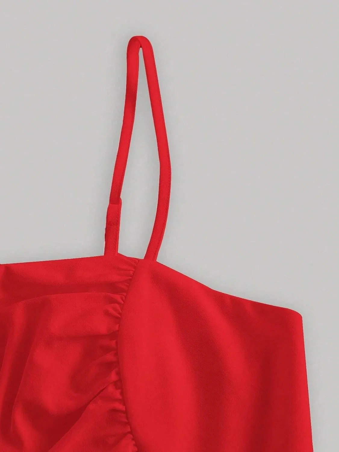 Женское летнее платье-комбинация с защипами Generic, Red — фото 4