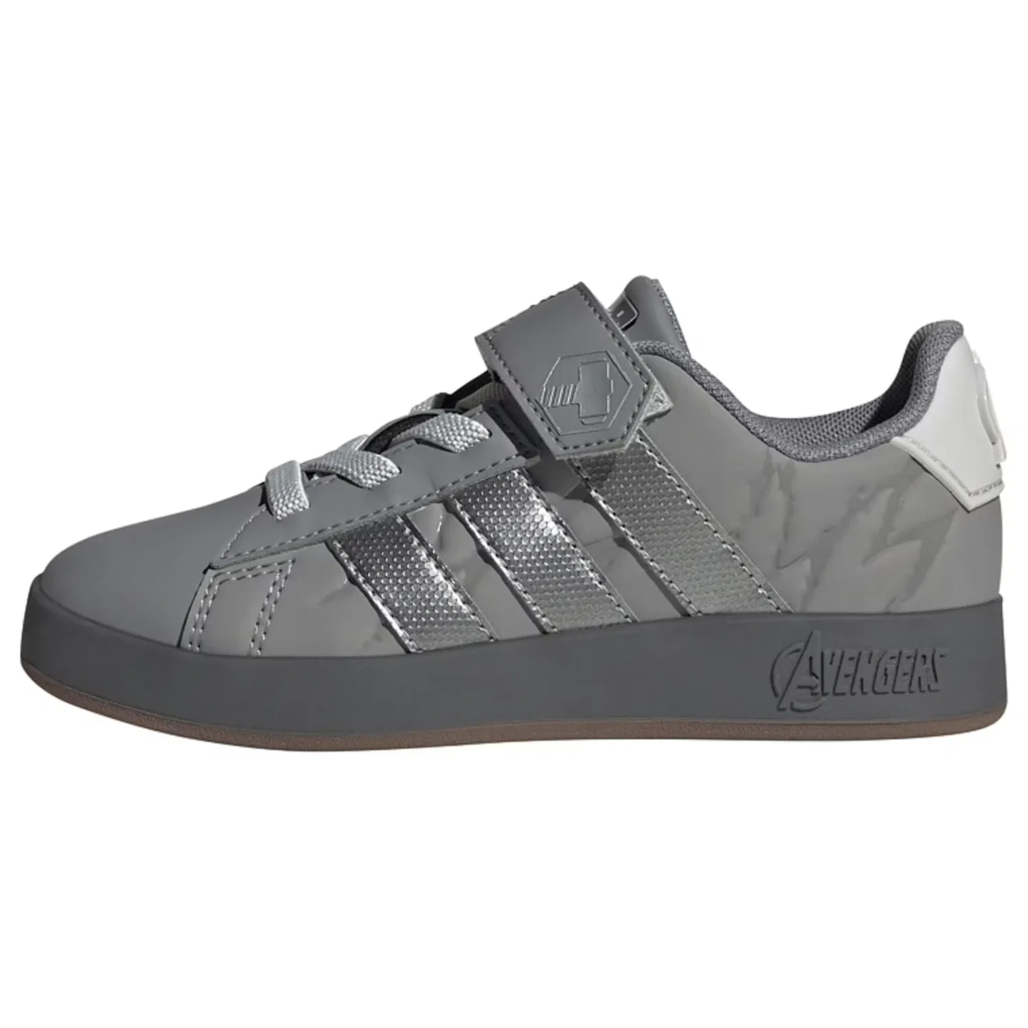 Кроссовки Adidas Sportswear Marvel Avengers Grand Court в серебристо-сером и темно-сером цветах