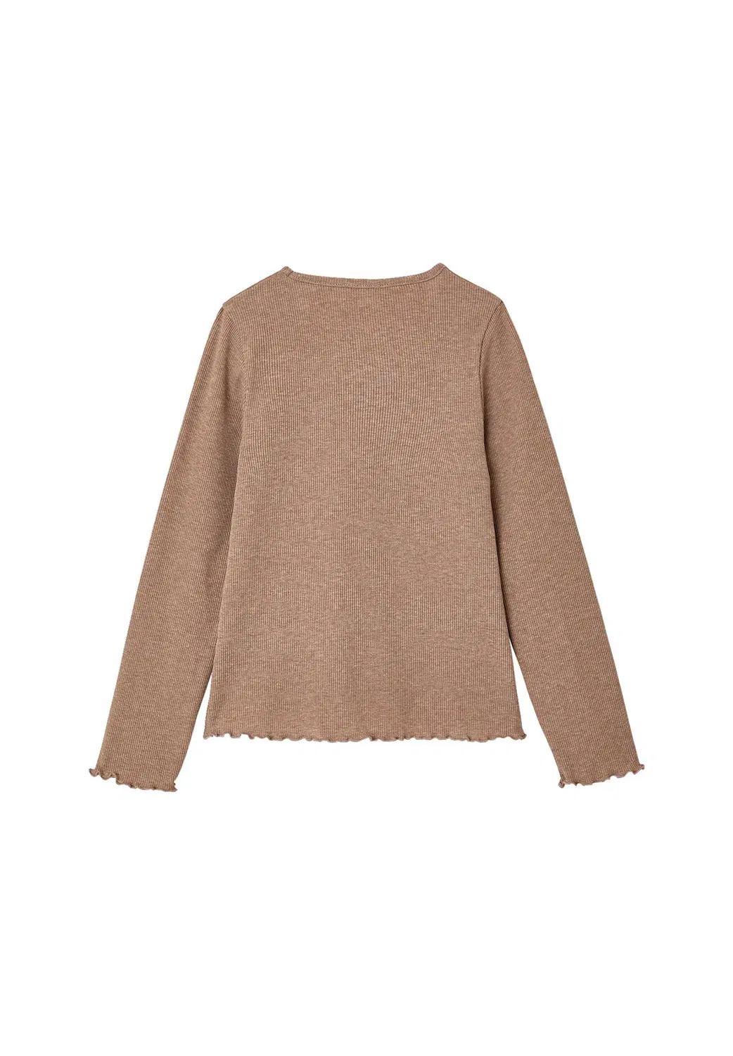 Langarmshirt aus ripp mädchen, zierknopfleiste - топ с длинными рукавами Vertbaudet, Taupe — фото 2