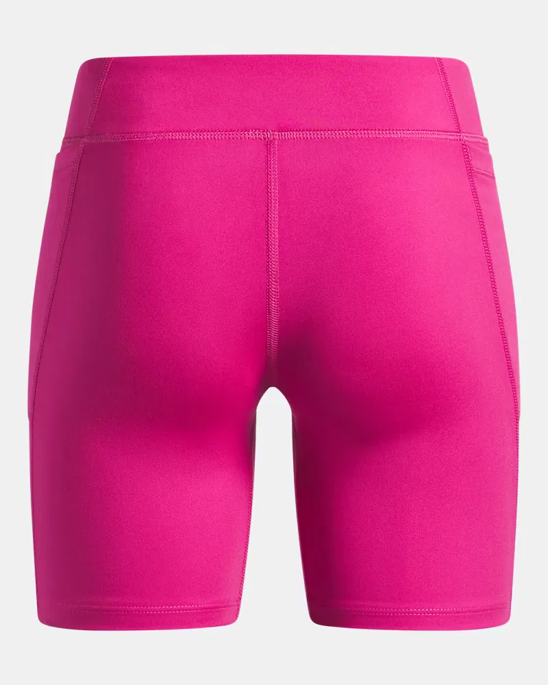 Шорты-велосипедки для девочек 16,5 см влагоотводящие UA Movement UnderArmour, Astro Pink/Metallic Silver — фото 2