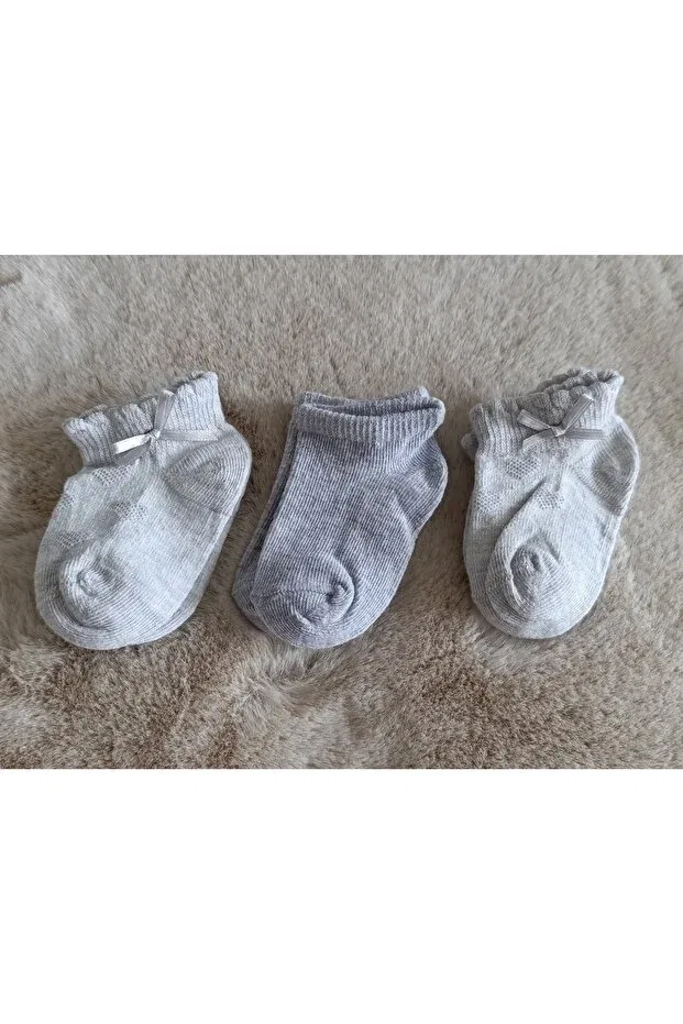 Детские носки для девочек хлопковые 3-pack Petite Pure Baby Natura, Gray — фото 2