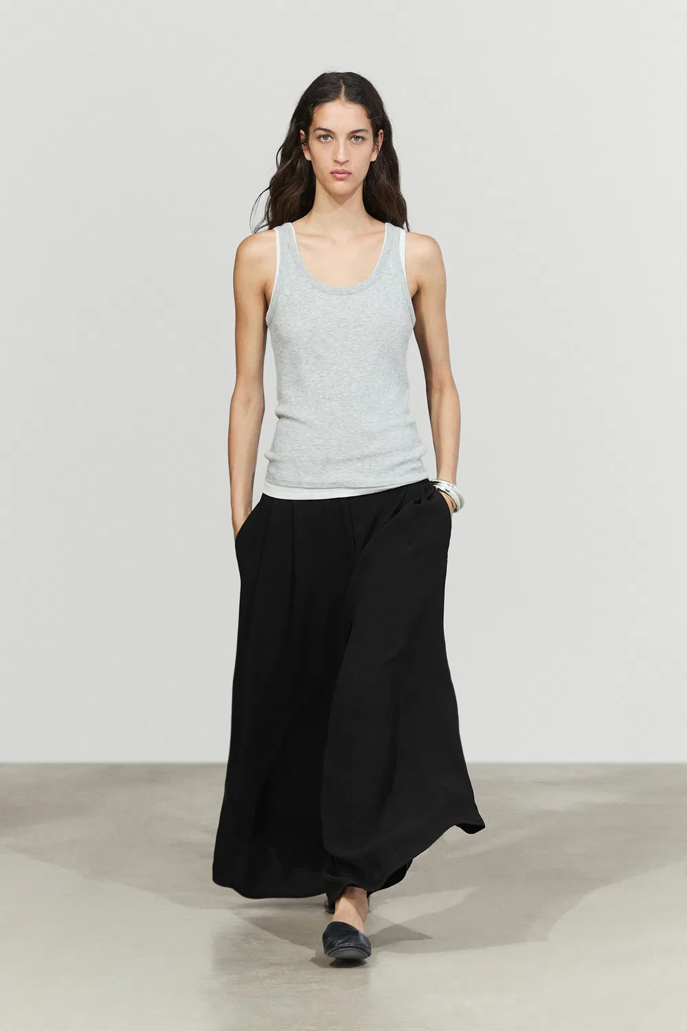 Брюки Massimo Dutti, широкие, объемные, черный