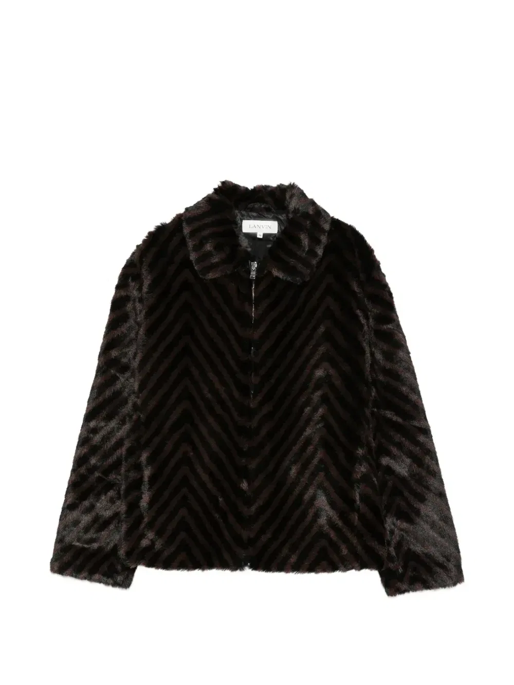 Шуба с узором шеврон Lanvin Enfant, коричневый