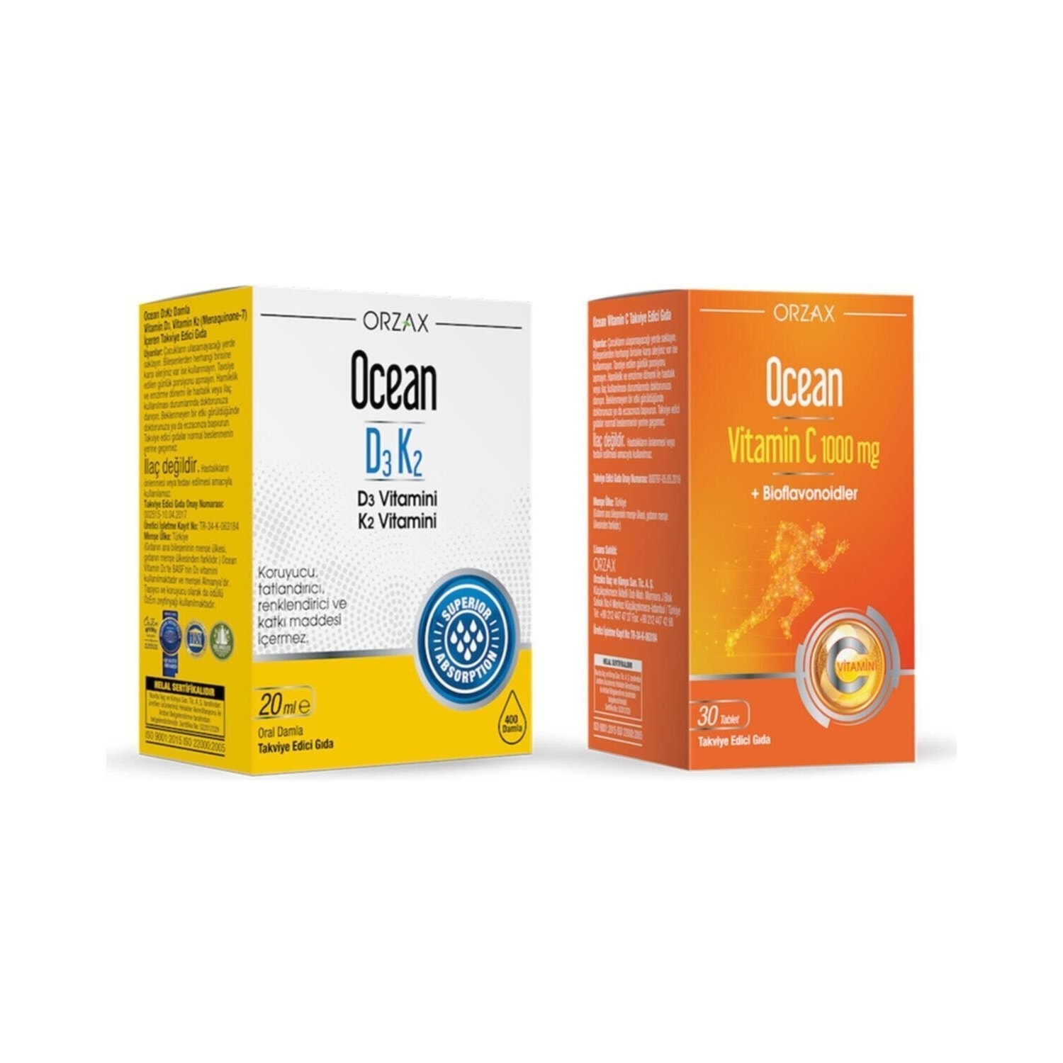 

Добавка Ocean D3 / K2, 20 мл + Витамин C Ocean 1000 мг, 30 таблеток