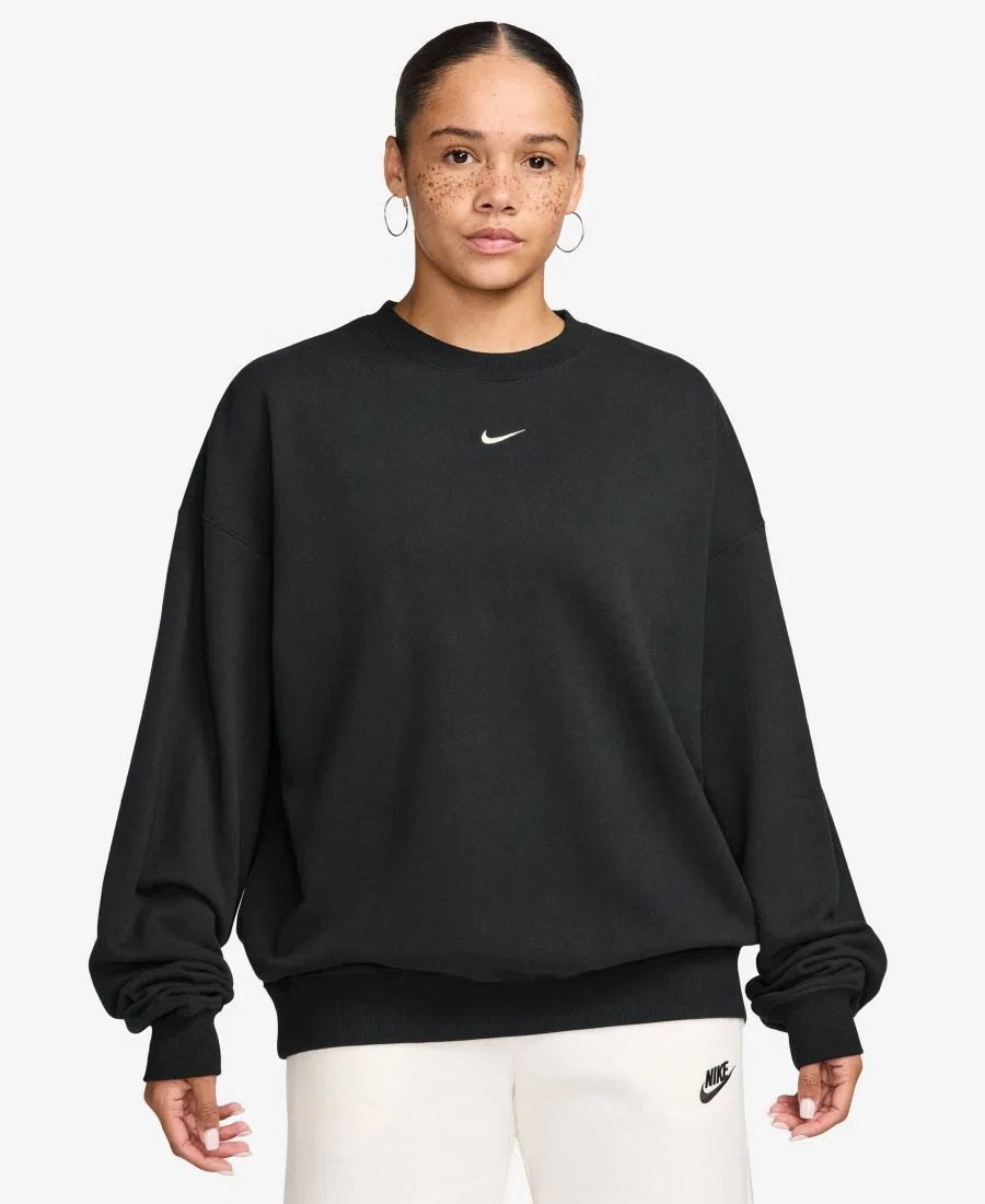 Свитшот оверсайз Nike Studio Fleece Lightweight, Total Black/Sail