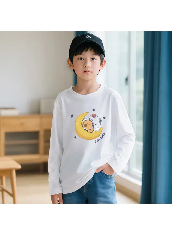 Футболка с принтом с длинным рукавом Capybara x Little Yellow Dolphin Jeanswest, белый — фото 3