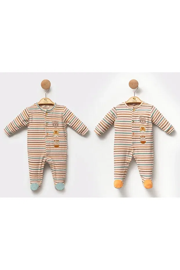 Детский комбинезон для мальчиков с принтом Super duper embroidered baby boy romper Cassiope, Orange — фото 4
