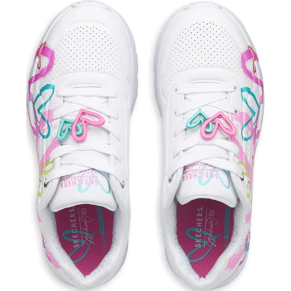 Детские кроссовки jgoldcrown street uno lite Skechers, White/Multi Hearts — фото 4