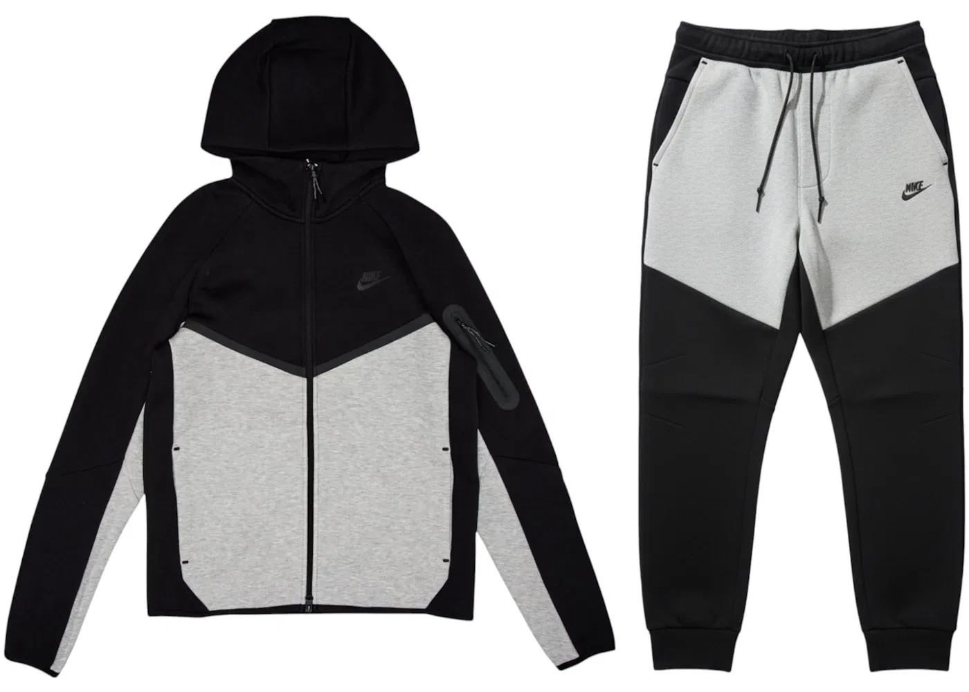 Мужской комплект из худи и джоггеров с длинным рукавом Nike Tech Fleece Windrunner Full Zip Hoodie Jogger Set, Dark Grey Heather/Black