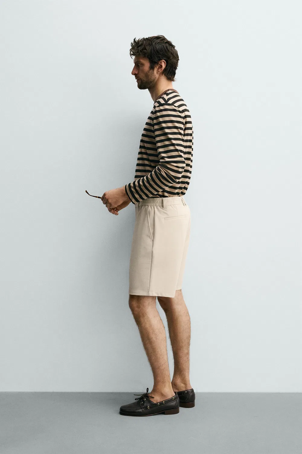 Комфортные технические шорты-бермуды ZARA, Beige — фото 4