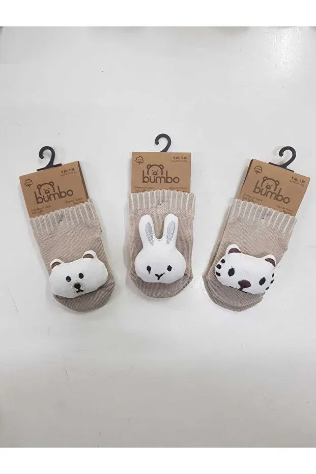 Детские носки без скольжения с аксессуарами 3 шт Babette Socks Baby By Bumbo, Beige