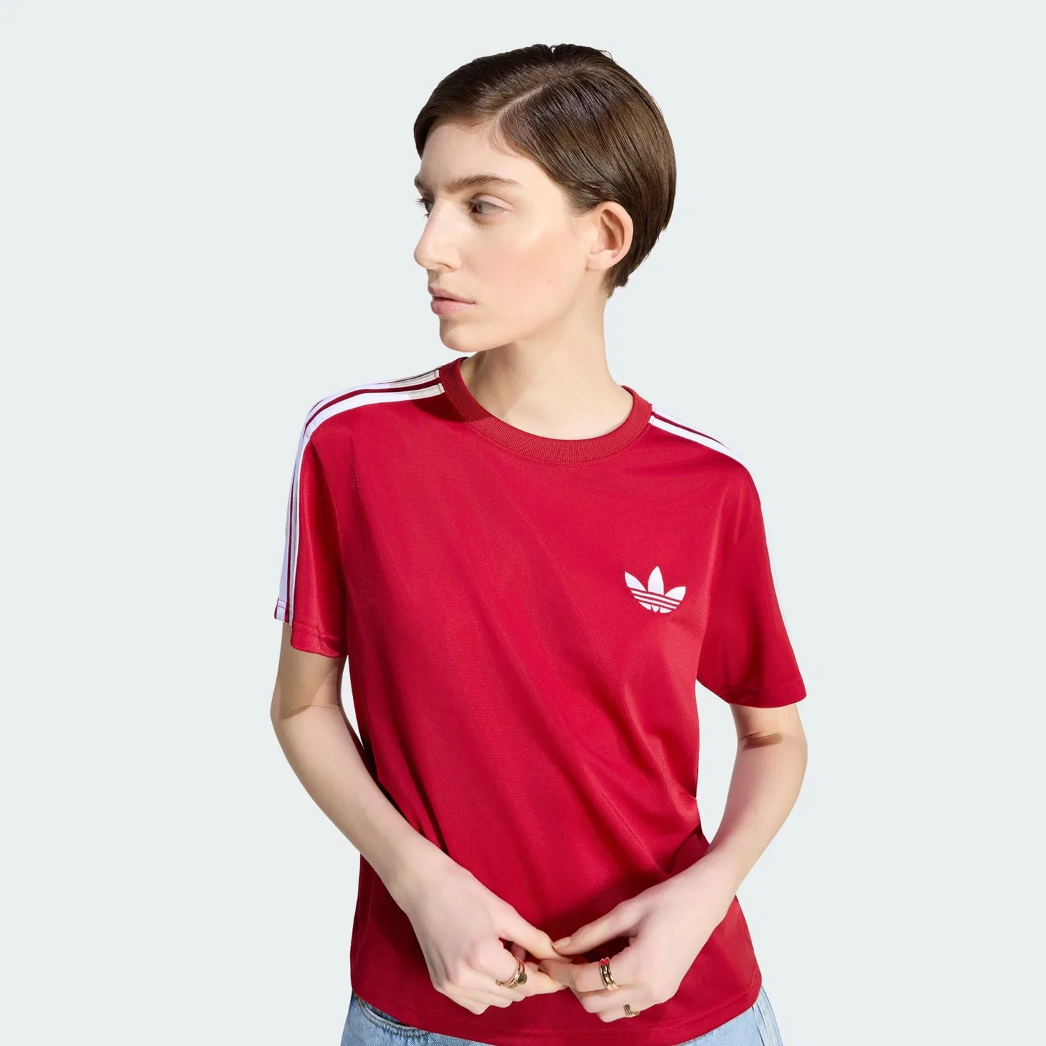 Футболка Adidas Originals Firebird красного цвета — фото 4
