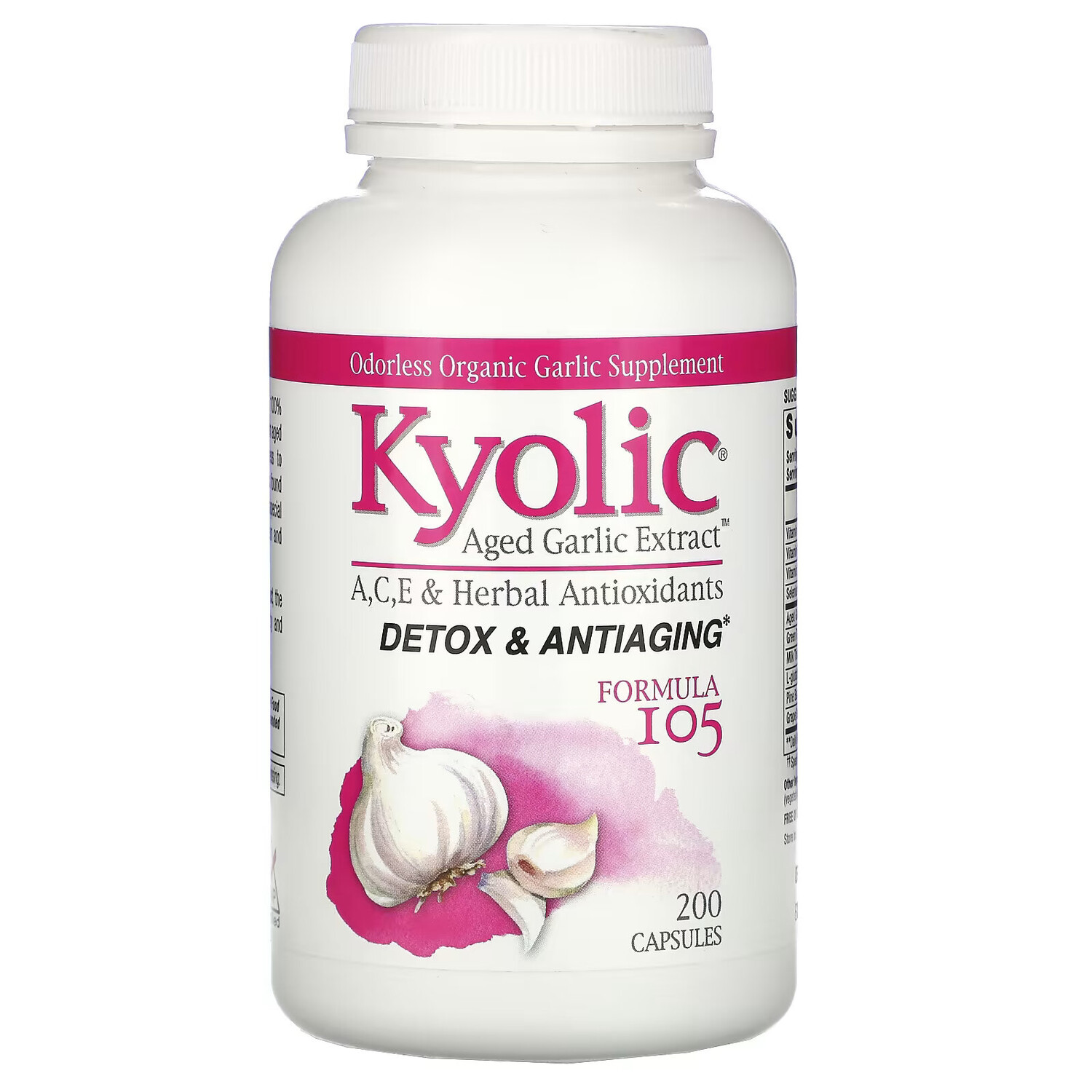 

Kyolic, Aged Garlic Extract, формула 105 для детоксикации и омоложения, 200 капсул