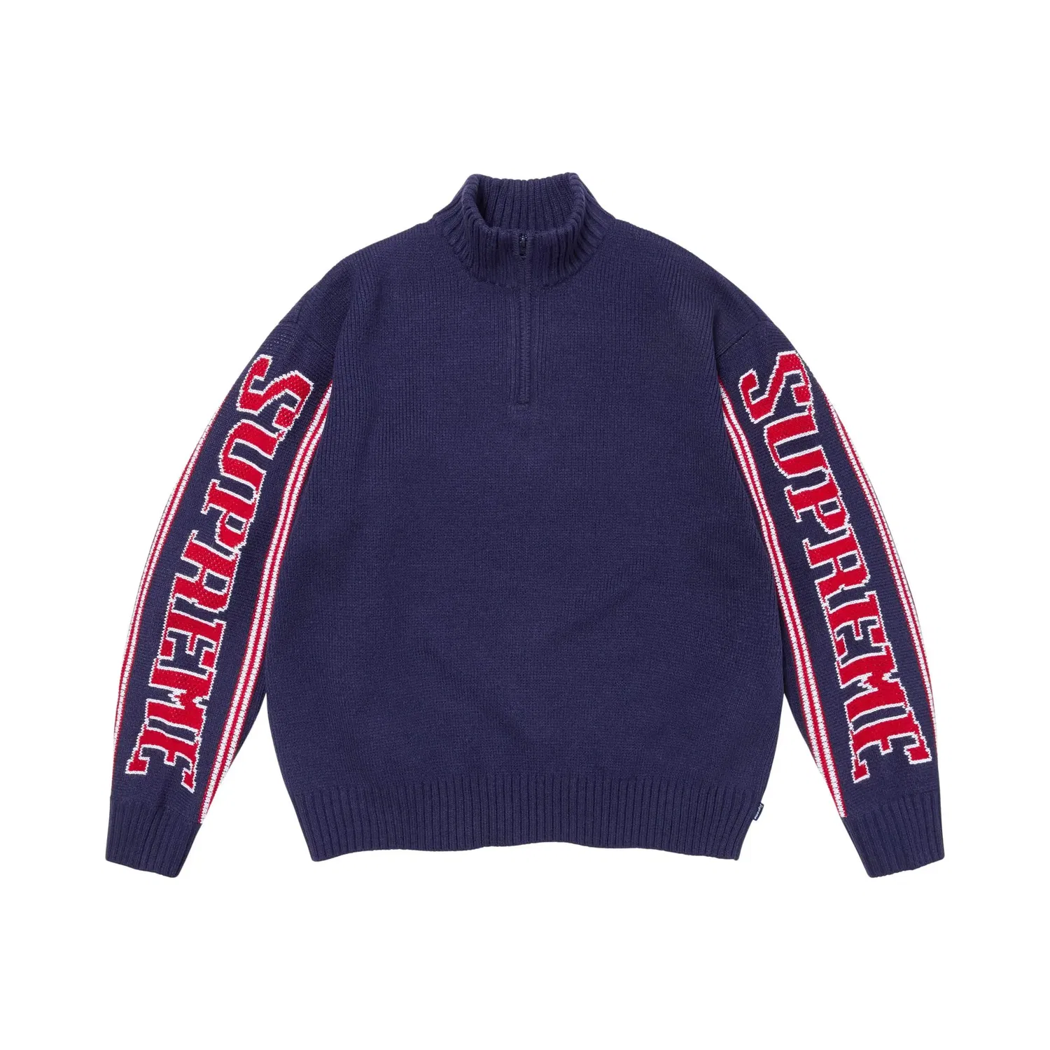 Свитер с длинным рукавом Supreme Jacquard Sleeve Half Zip, Navy