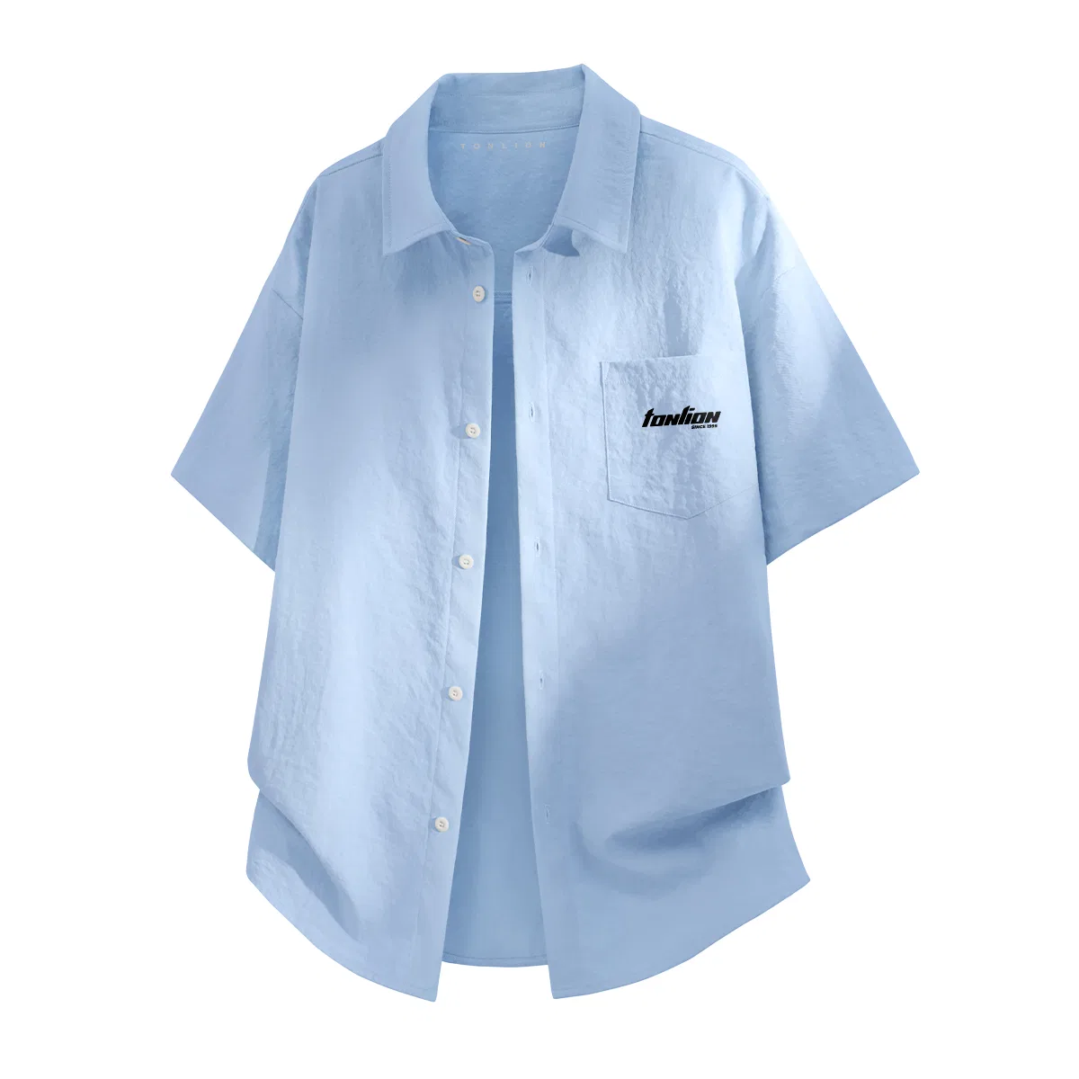 Детская рубашка с отложным воротником без рукавов Tonlion, Light Blue