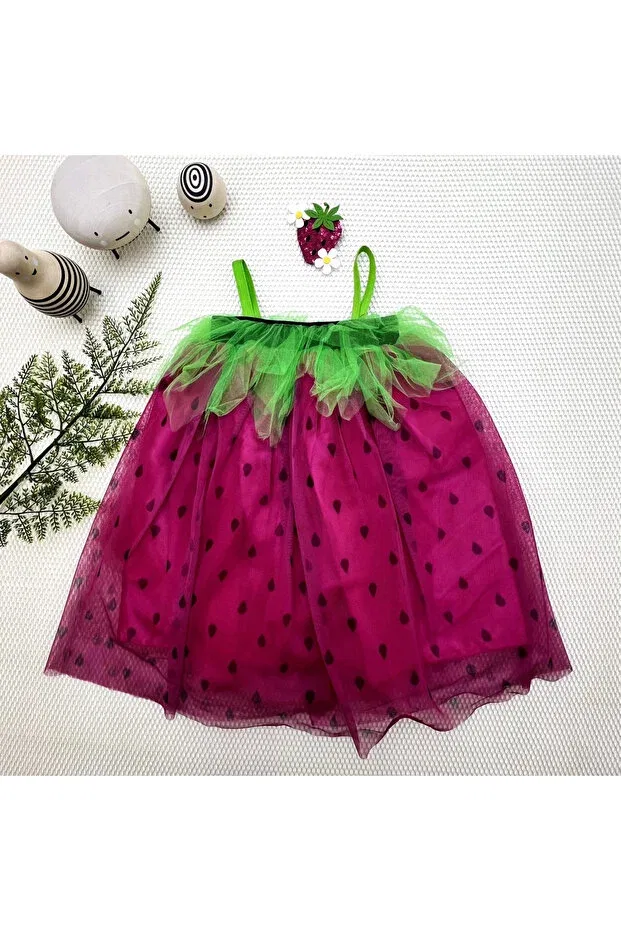 Детское платье для девочек с открытой спиной Strawberry Costume With Straps Generic Brands, Fuchsia