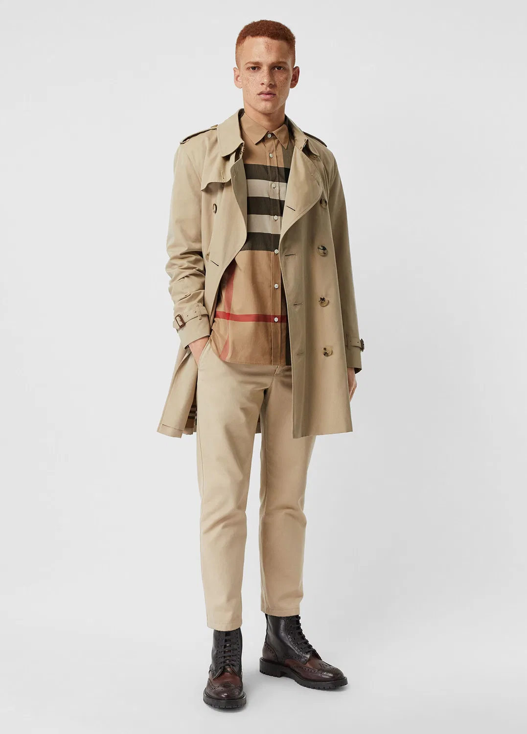 Рубашка Burberry Windsor Stretch Cotton, мужская, бежевая — фото 3