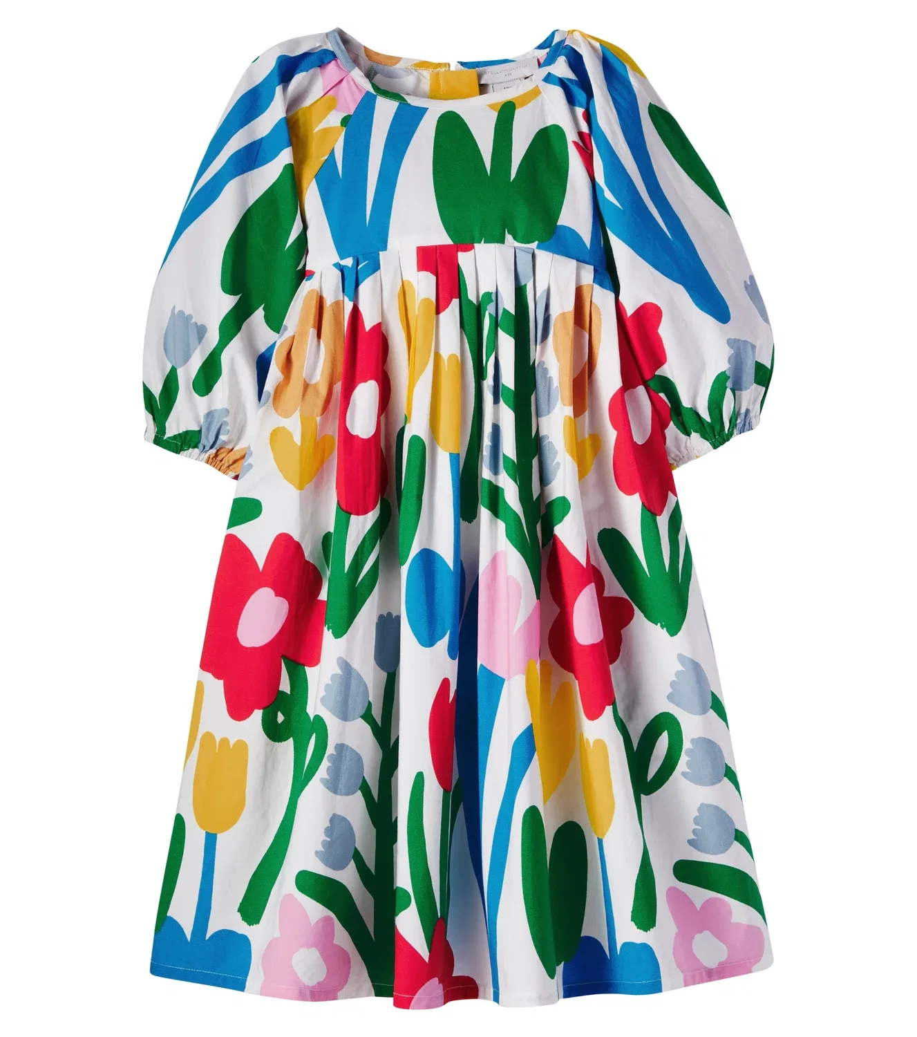 Платье хлопковое с цветочным принтом Stella Mccartney Kids, белый