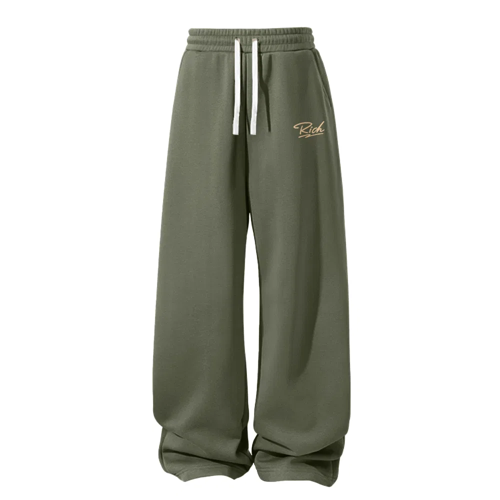 Детские брюки повседневные свободного прямого кроя MINISO, Heavyweight Polyester-Cotton Gray Green