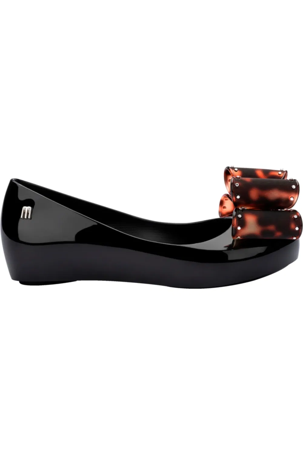 Туфли детские на плоской подошве с бантами Mini Melissa, Black/Tortoiseshell — фото 2