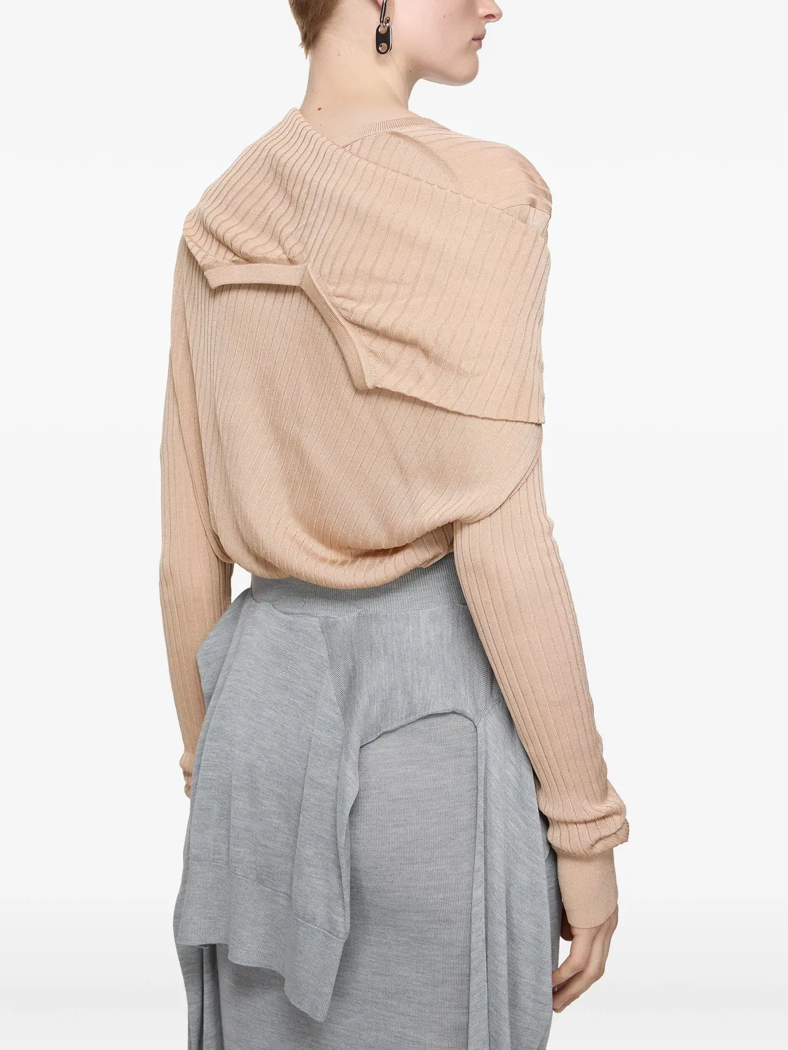 Кардиган с шарфом Acne Studios, песочный бежевый — фото 3