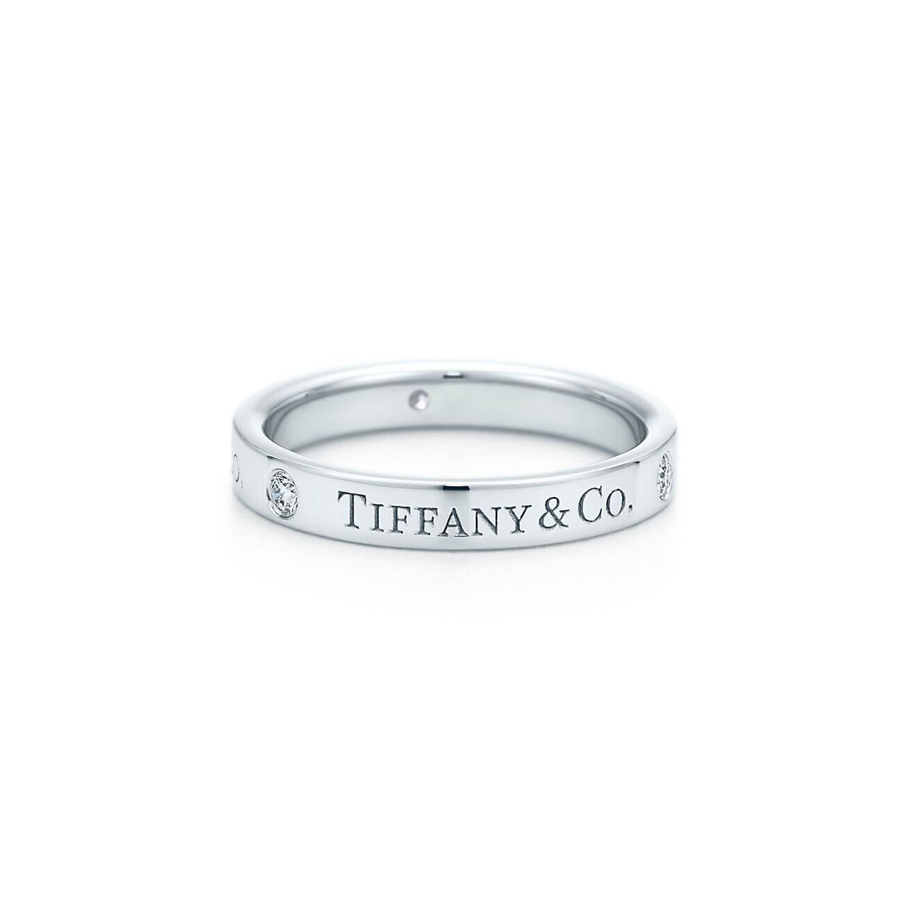 Кольцо Tiffany & Co Band, платина/бриллианты — фото 2