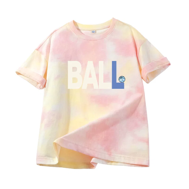 Детская футболка с принтом Basketball Letter Pink Yellow/H Basketball Letter WARRIOR