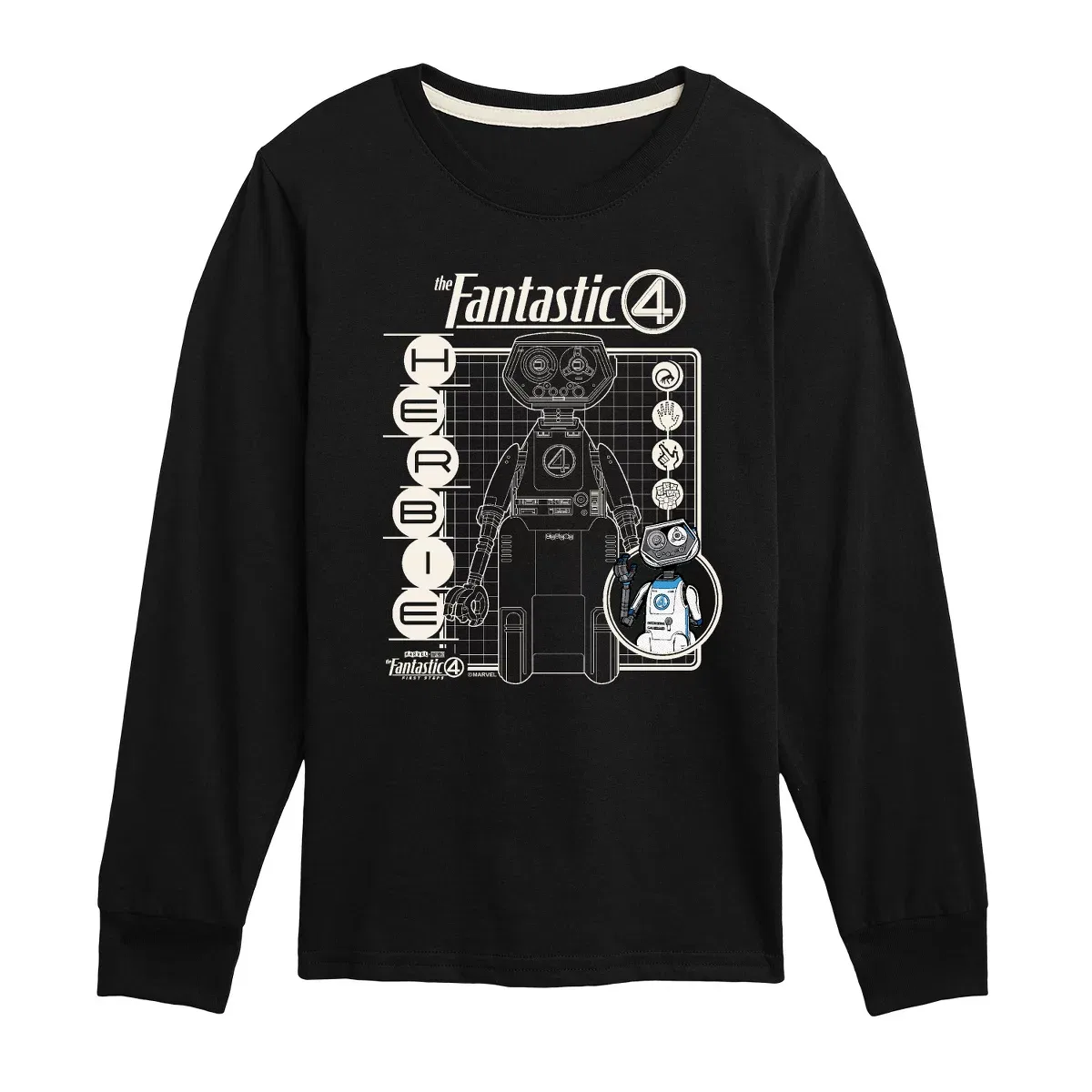 Детское футболка с длинным рукавом Herbie Blueprint Fantastic Four, Black