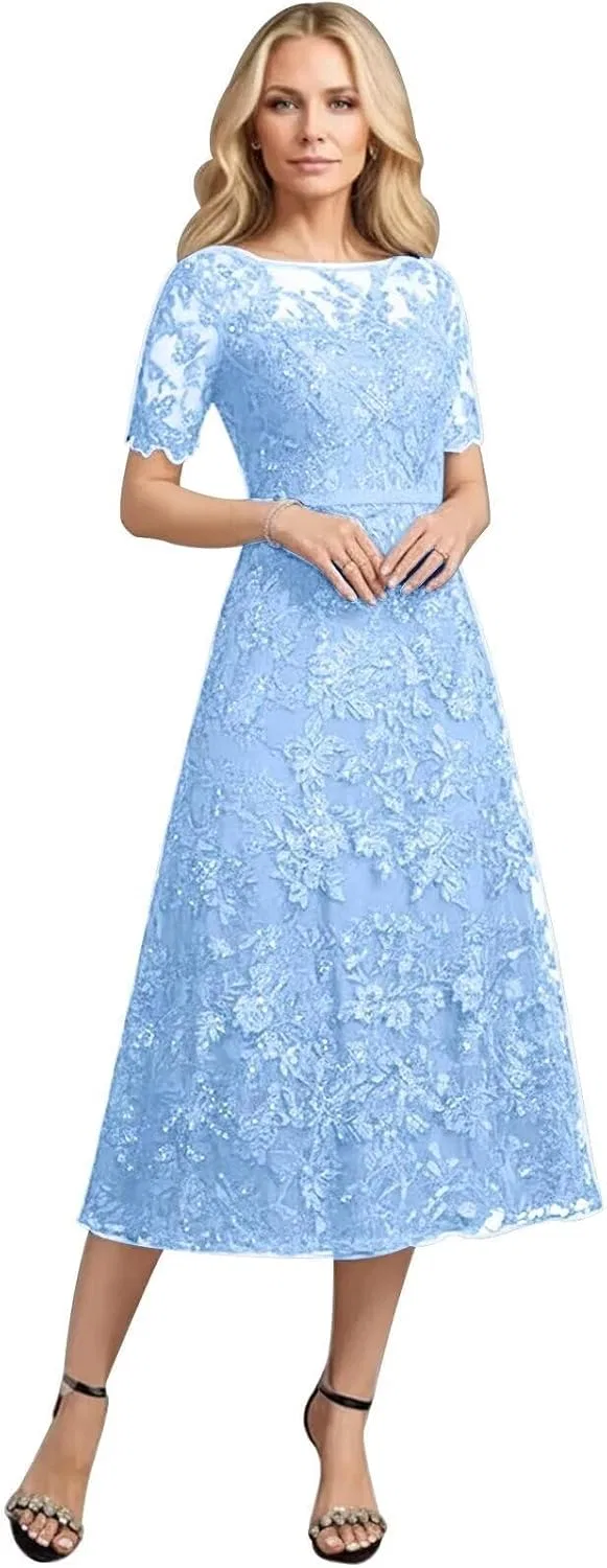 Женское вечернее платье с кружевными аппликациями MS38, Light Blue